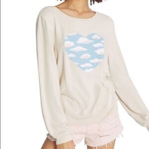 Wildfox Salt Light Hearted Heart Cloud Print Top